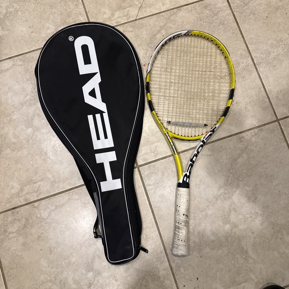 Babolat Xtra Sweetspot XS 105 4 1/2 Tennis Racquet Yellow White With Head Case